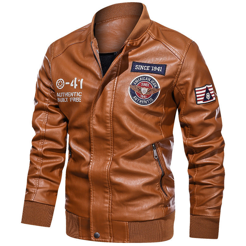 PU Leather Casual Jacket Flight Suit Leather Jacket