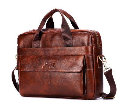 Men's first layer leather computer bag