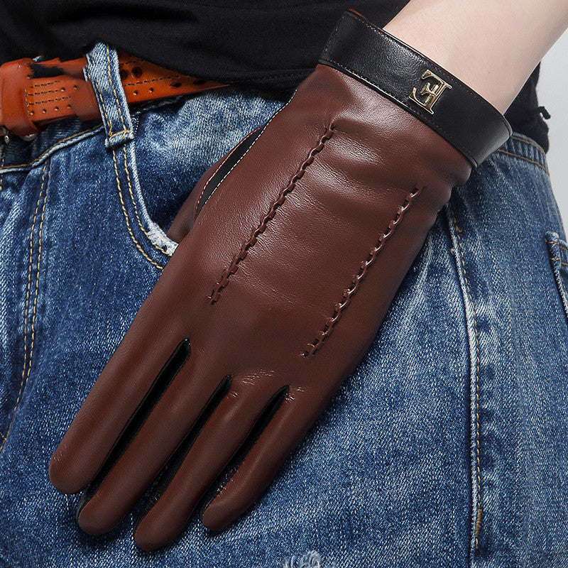 Touch screen plus velvet thick leather gloves