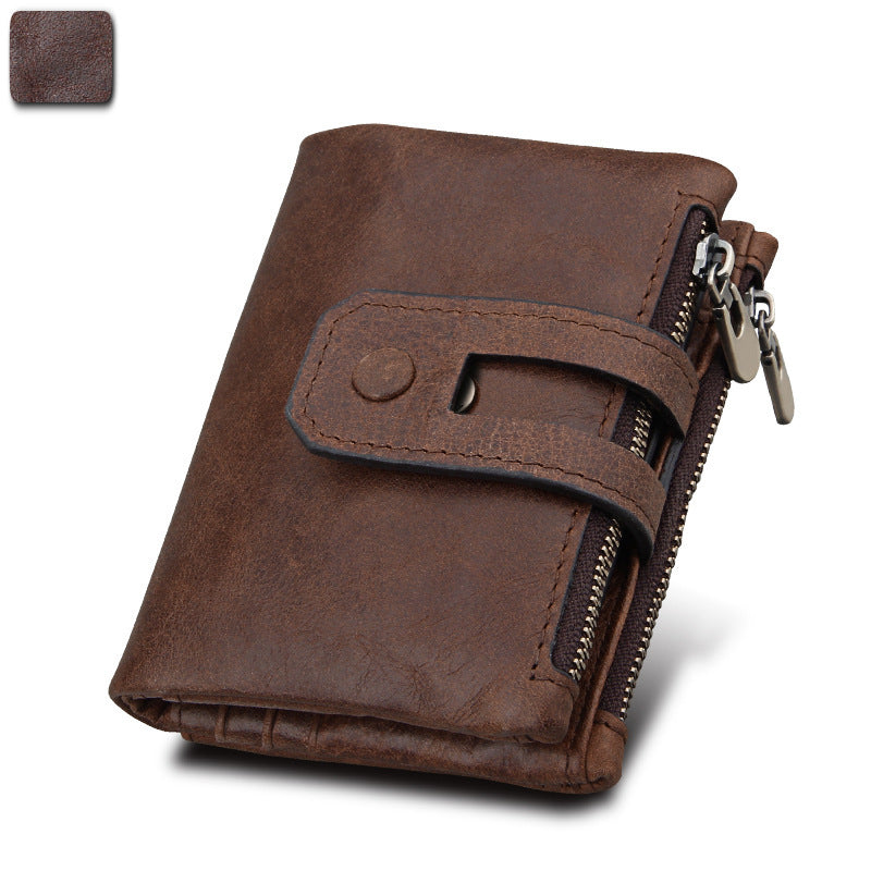 Anti-theft brush RFID first layer cowhide wallet