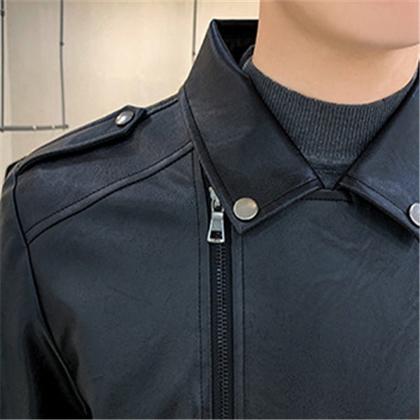 Mid-length leather jacket