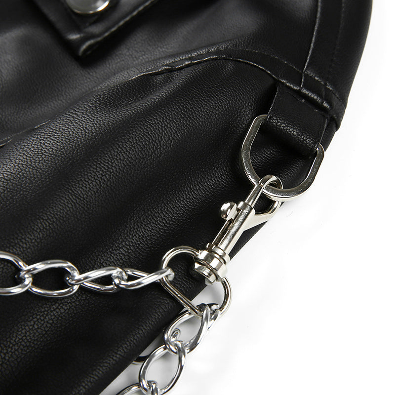 Arm chain leather jacket