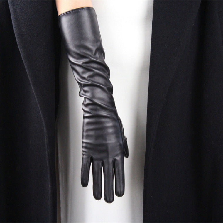 Patent leather touch function gloves