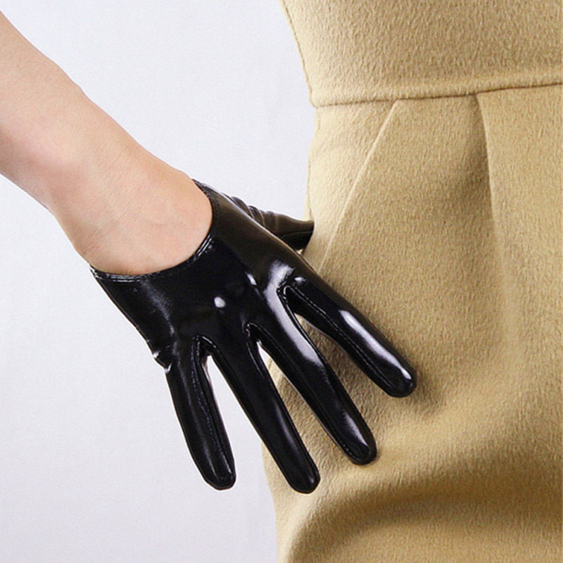 Women's  short  PU leather gloves