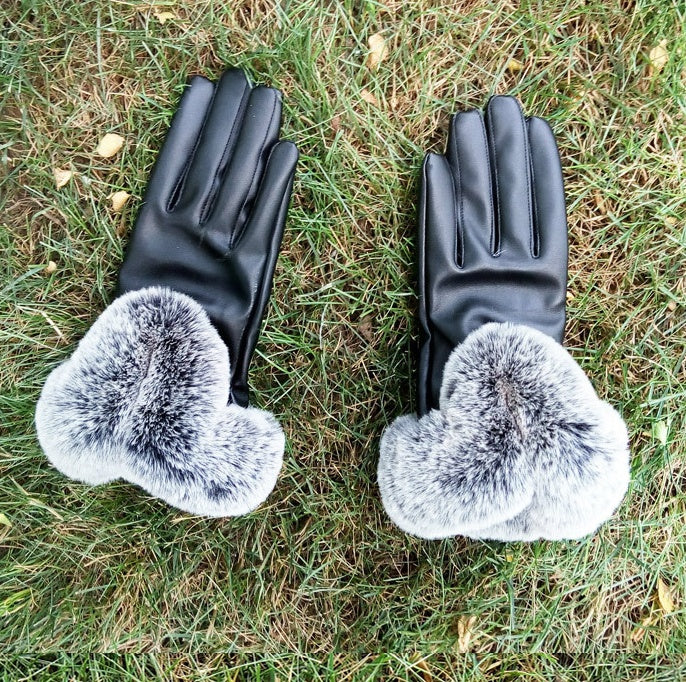 Autumn and winter touch screen leather gloves