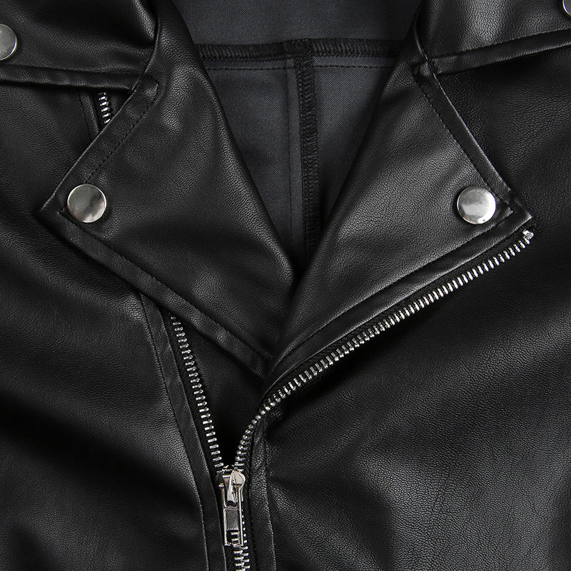 Arm chain leather jacket