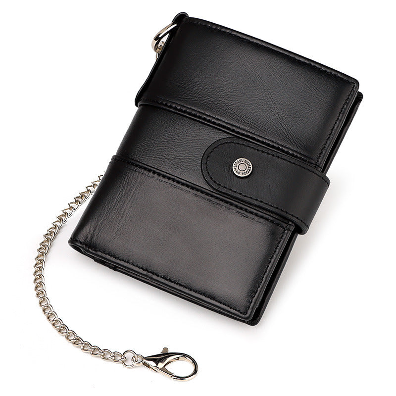 Leather Buckle Prevents Hotlinking Men's Wallet