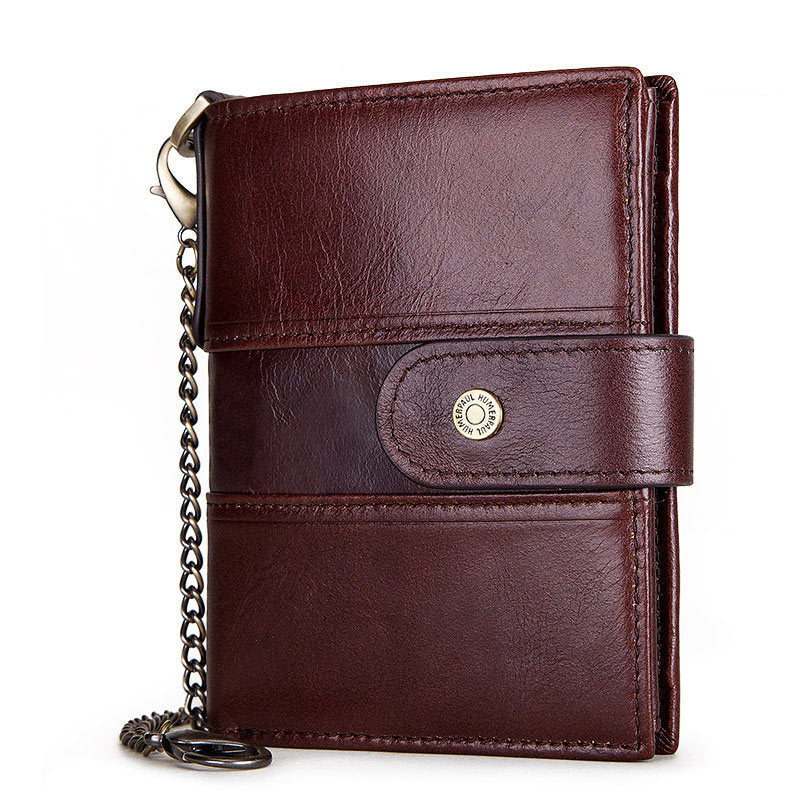 Leather Buckle Prevents Hotlinking Men's Wallet