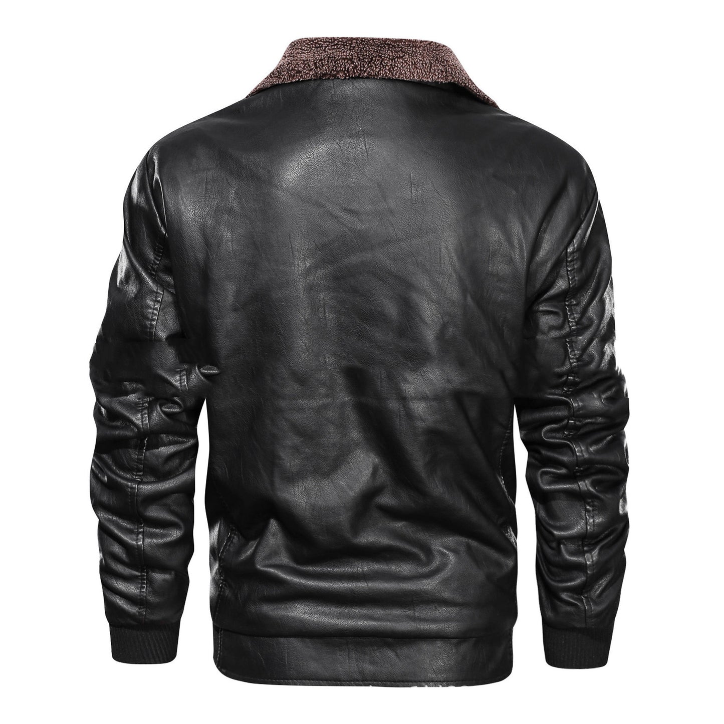 Lapel Leather Jacket Plus Velvet Padded Leather Jacket