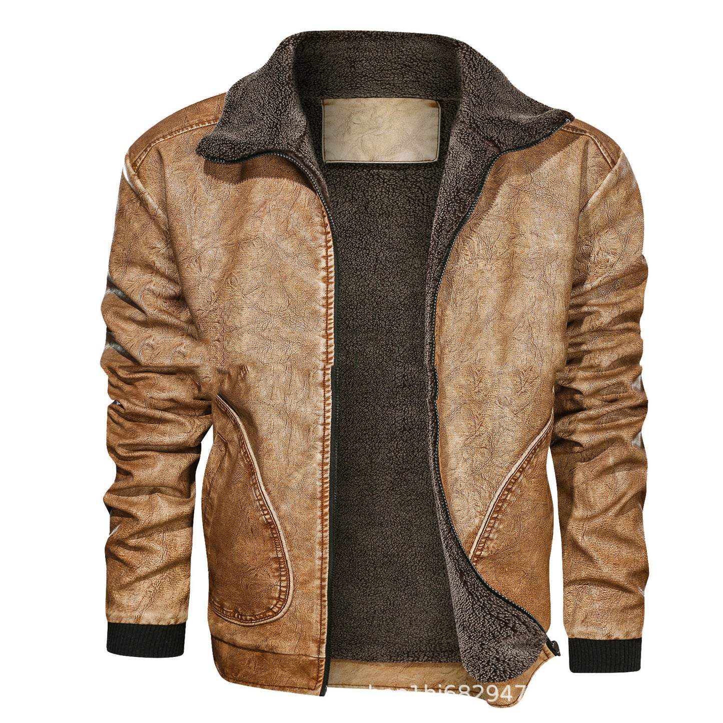 Lapel Leather Jacket Plus Velvet Padded Leather Jacket