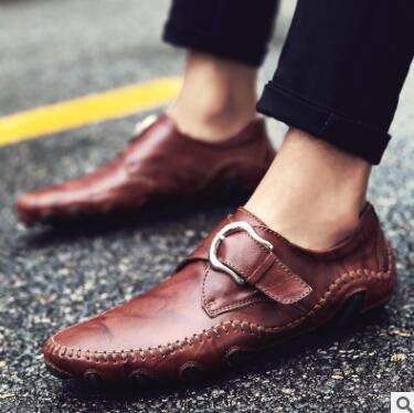 New Spring Octopus Leather Shoes Men's Casual Shoes England Handmade Driving Leather Shoes Peas Lazy Shoes