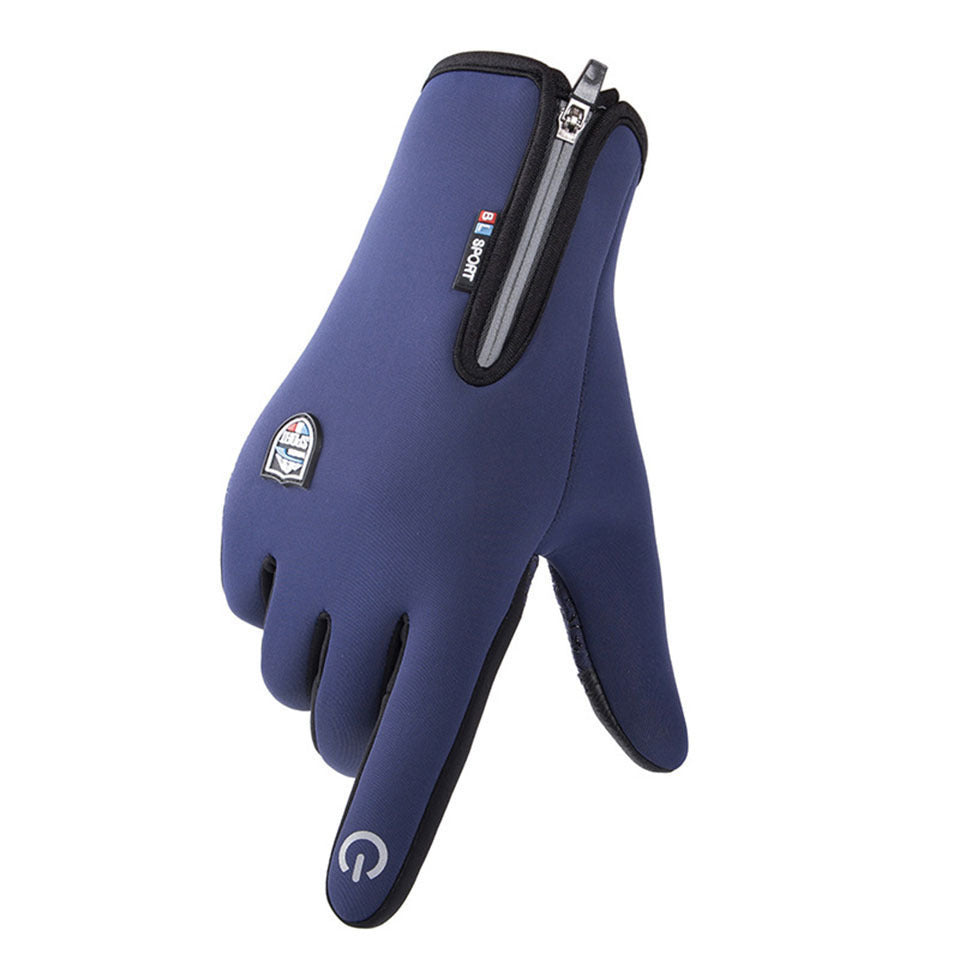 Leather Velvet Gloves Plus Velvet Warm Gloves Touch Screen Non-slip Sports Cycling Gloves