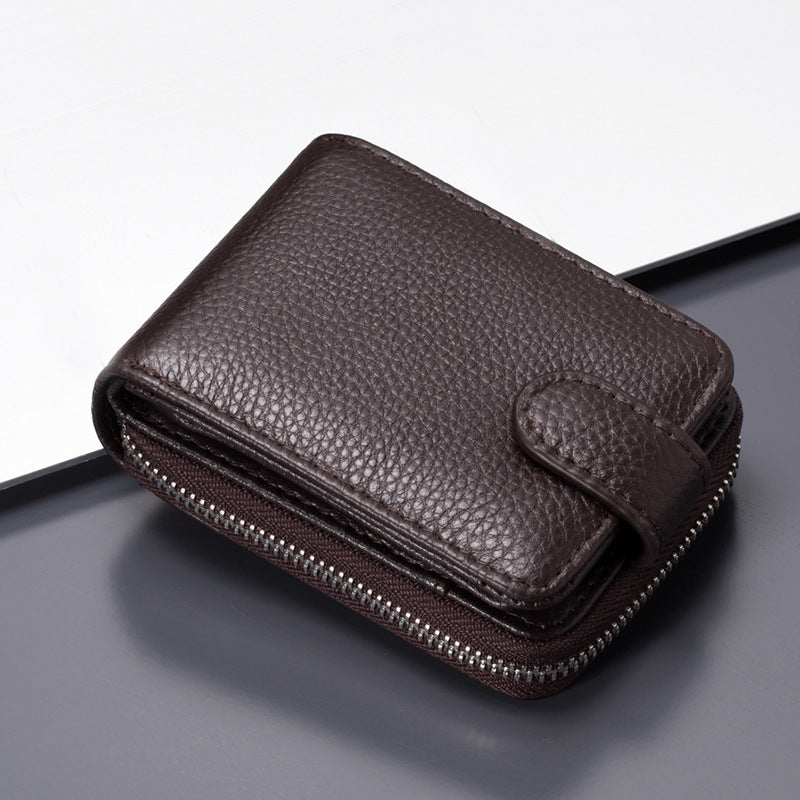 Men's Bag First Layer Leather Driver's License Bag Multi-FunctionCard Bag Anti-Theft Swipe Multi-Card Wallet ID Bag