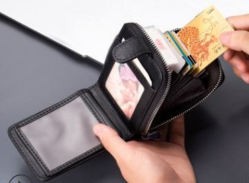 Men's Bag First Layer Leather Driver's License Bag Multi-FunctionCard Bag Anti-Theft Swipe Multi-Card Wallet ID Bag