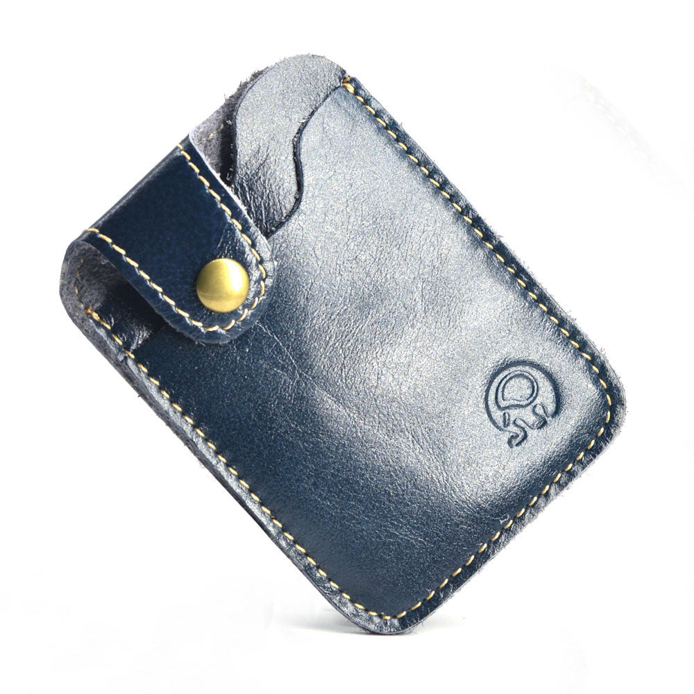 Small Round Elephant Double Card Slot Vertical Card Holder First Layer Cowhide Pure Leather Cowhide Card Holder