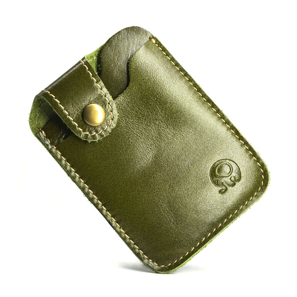 Small Round Elephant Double Card Slot Vertical Card Holder First Layer Cowhide Pure Leather Cowhide Card Holder