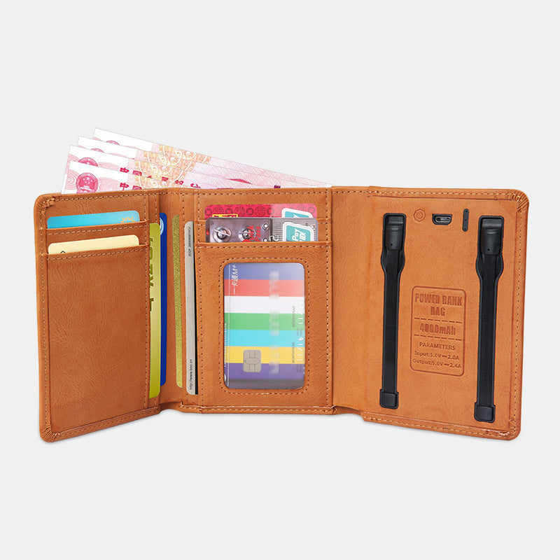 New Creative And Practical Gift Multi-Function Charging Wallet Customized Men's Short Business Mobile Power Small Wallet