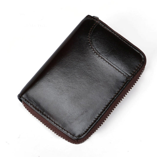 Leather Card Holder Short Rfid Multi-card Organ Card Holder Male And Female First Layer Cowhide Credit Card Holder Zipper