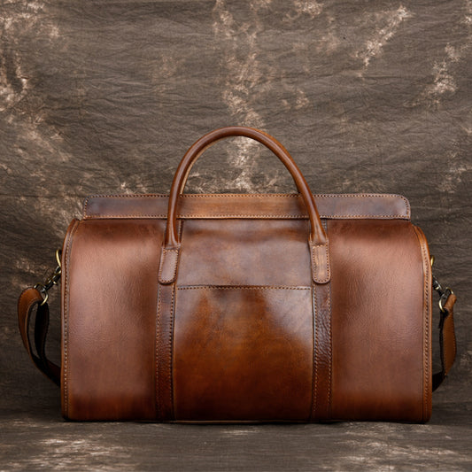 Vegetable Tanned Leather Large-Capacity Travel Bag Head Layer Cowhide Business Men'S Business Bag