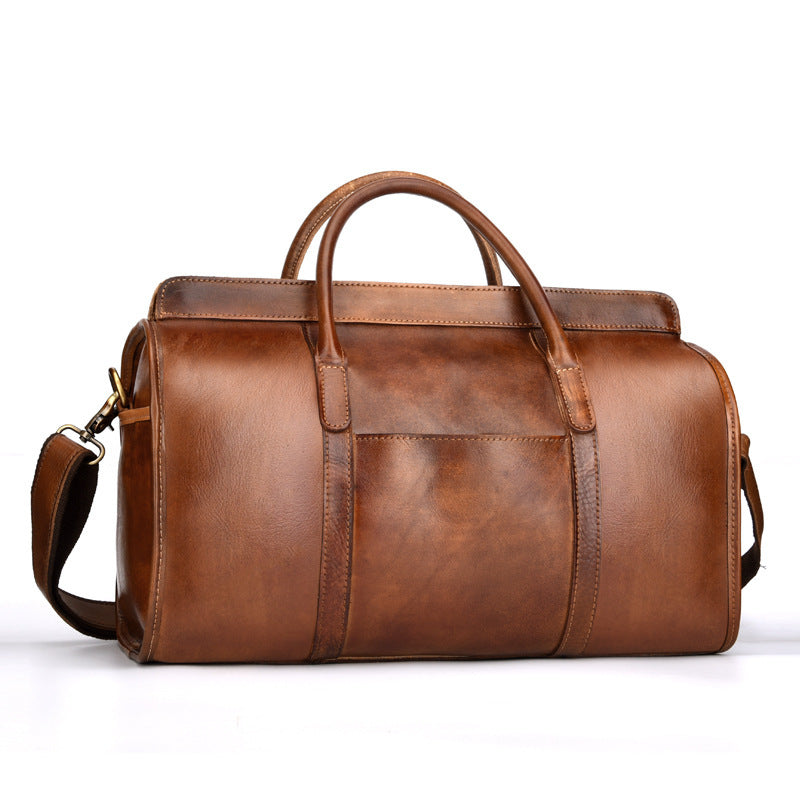 Vegetable Tanned Leather Large-Capacity Travel Bag Head Layer Cowhide Business Men'S Business Bag