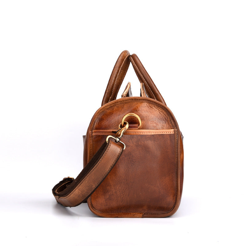 Vegetable Tanned Leather Large-Capacity Travel Bag Head Layer Cowhide Business Men'S Business Bag