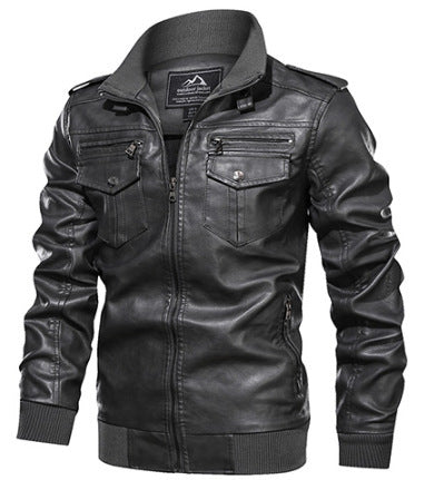 Leather Jacket Spring And Autumn Men'S Jacket Sports Leather Jacket Washed Retro Leather Jacket