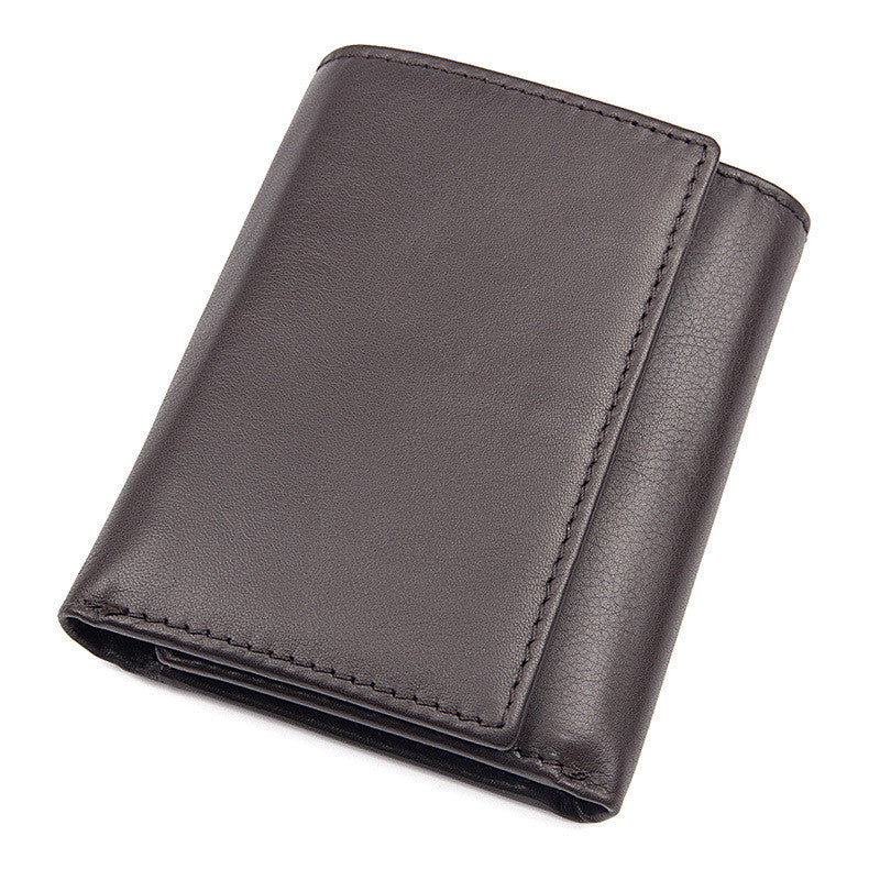 Head Layer Cowhide Texture Wallet Unisex 2 Fold Wallet