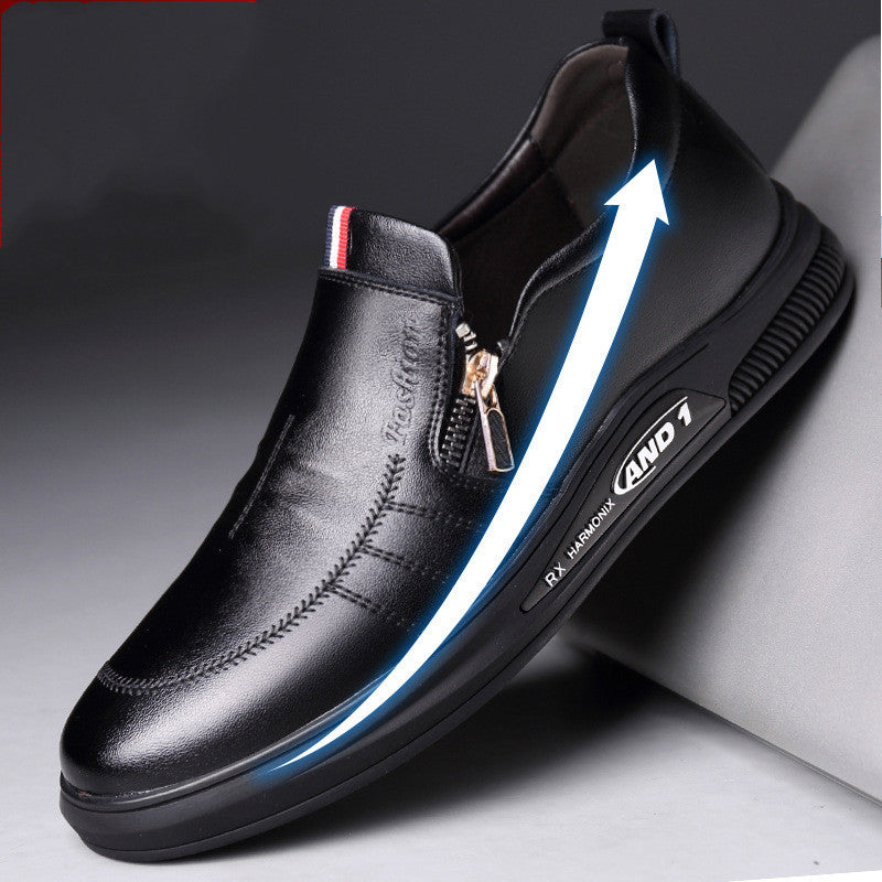 Summer Men'S Shoes Fashion Casual Leather Leather Shoes Men'S Set Foot Elevated Shoes Breathable Single Shoes