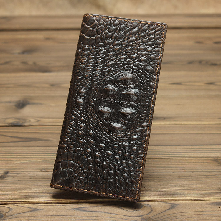 Simple Leather Wallet Female 20 Off Long Retro Male Oil Wax Leather Embossed  Pattern Unisex Wallet All-Match Wallet