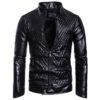 Long Sleeve Zipper Cardigan Jacket Leather Jacket Leather Coat