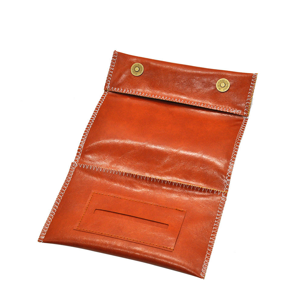 Tri-Fold Leather Cigarette Bag With Zipper