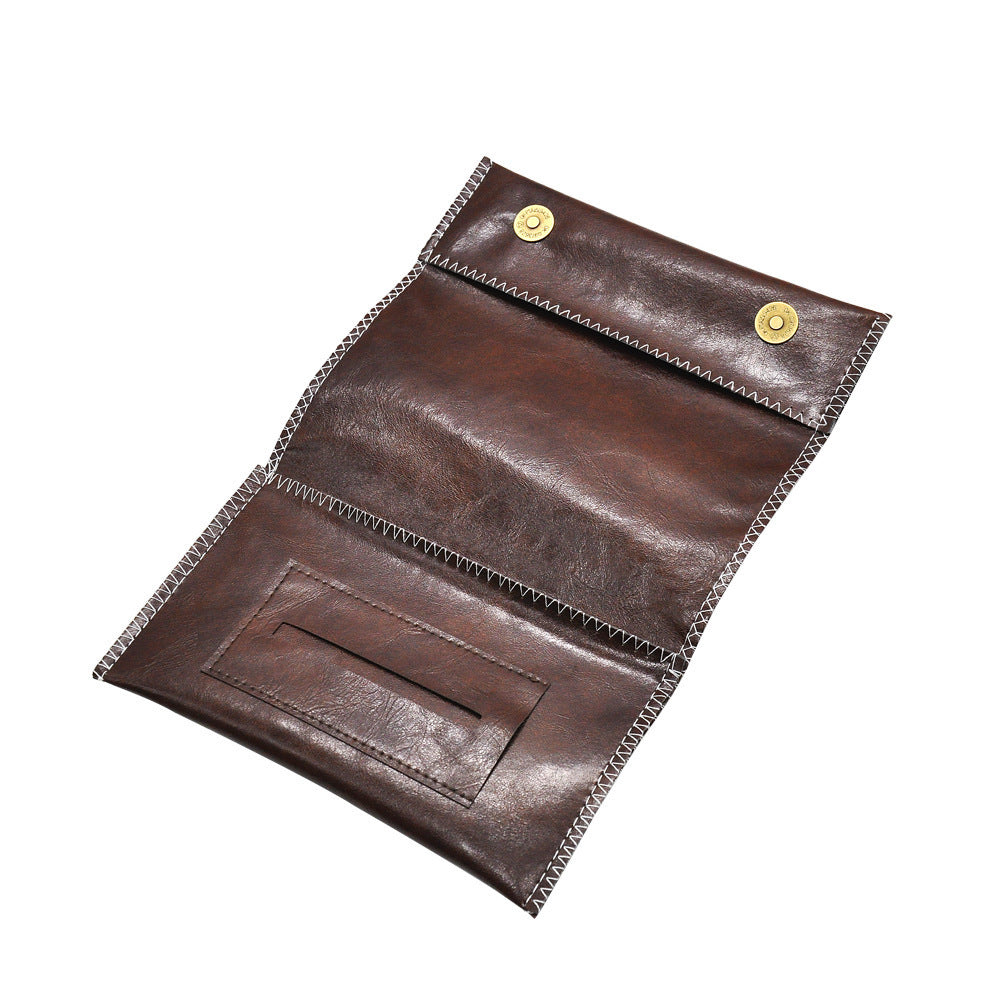 Tri-Fold Leather Cigarette Bag With Zipper