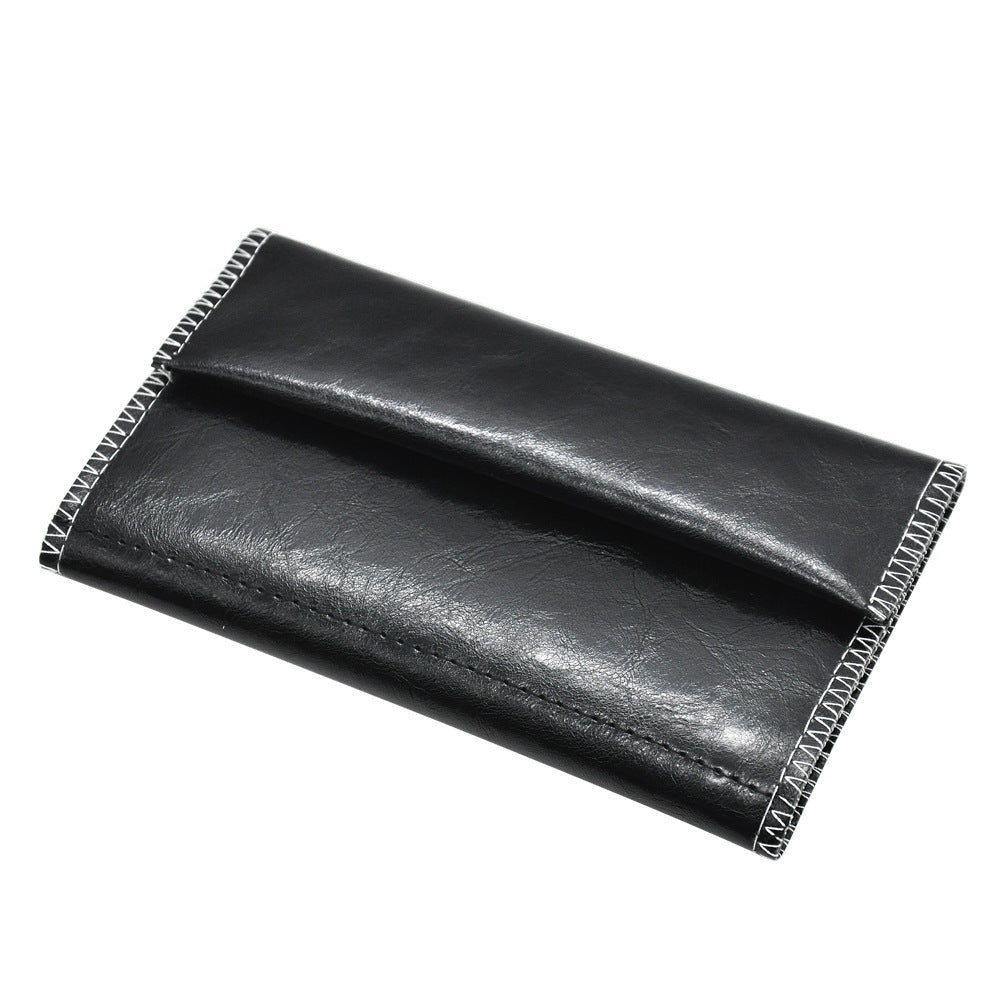 Tri-Fold Leather Cigarette Bag With Zipper