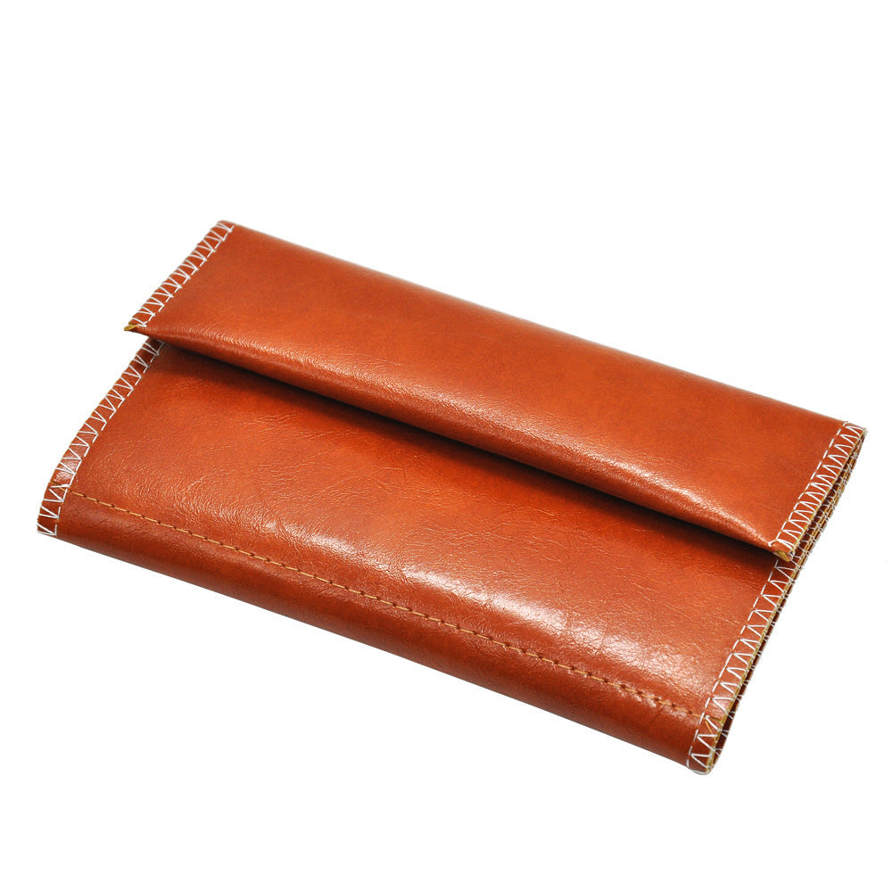 Tri-Fold Leather Cigarette Bag With Zipper