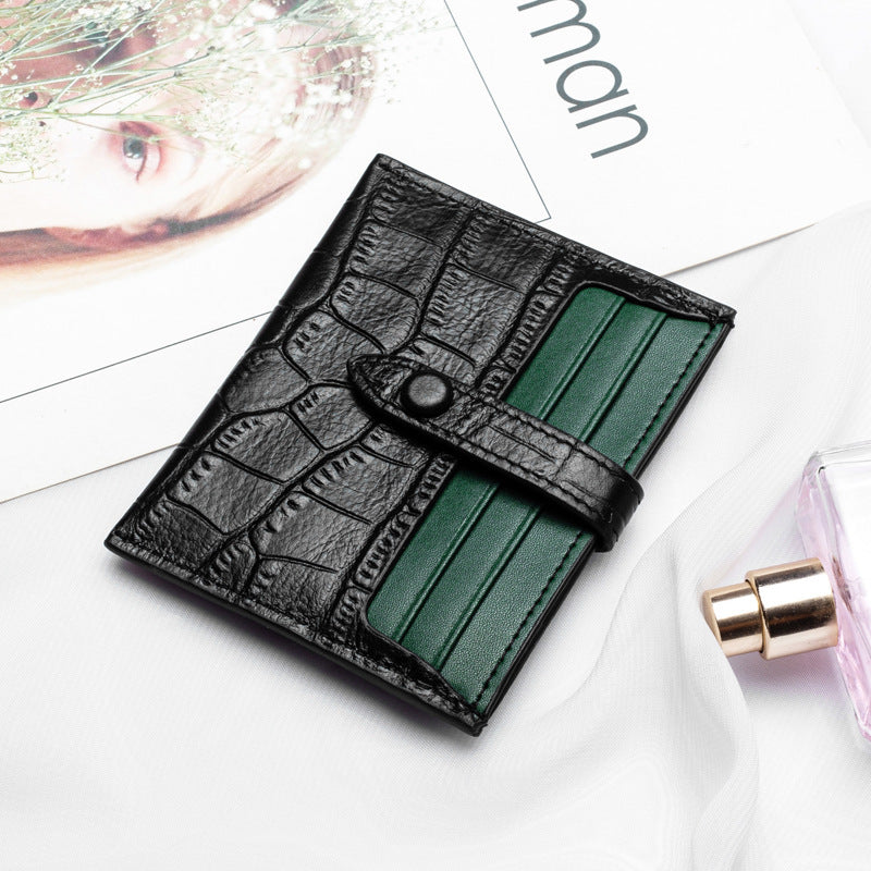 Leather Card Case Female Small Ultra-thin Credit Card Holder Cowhide  Pattern Ins Card Case Wallet