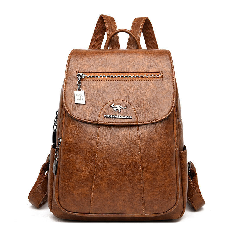 Anti-theft soft leather wild travel bag