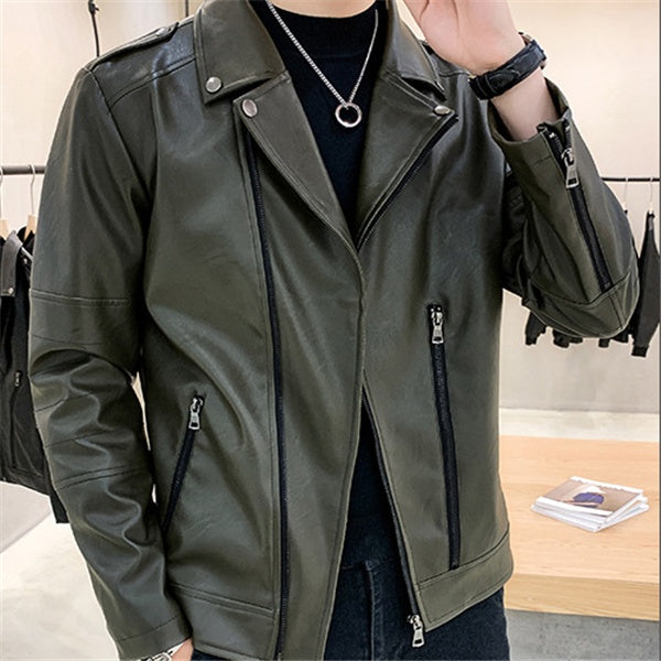 Mid-length leather jacket