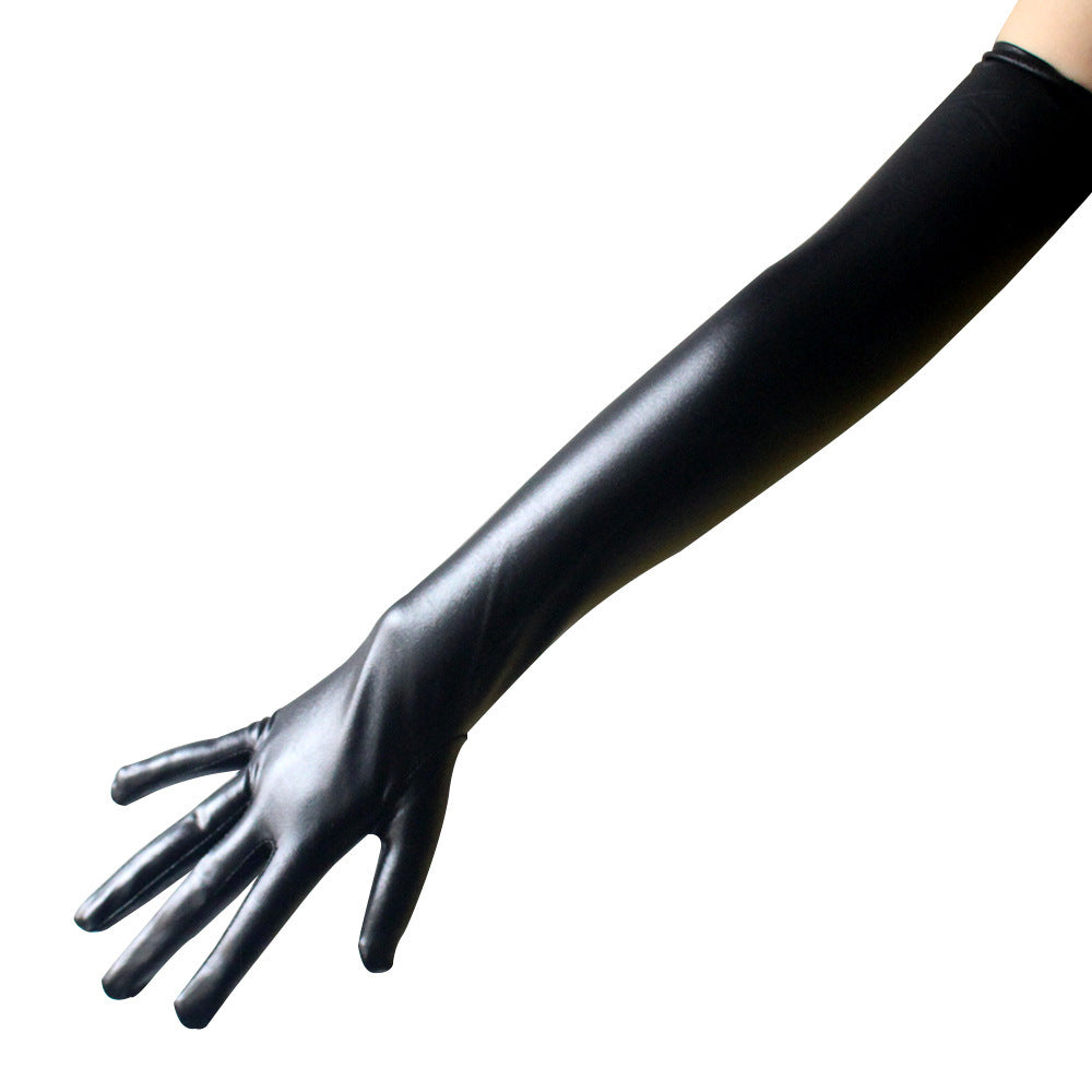 Sexy patent leather gloves long