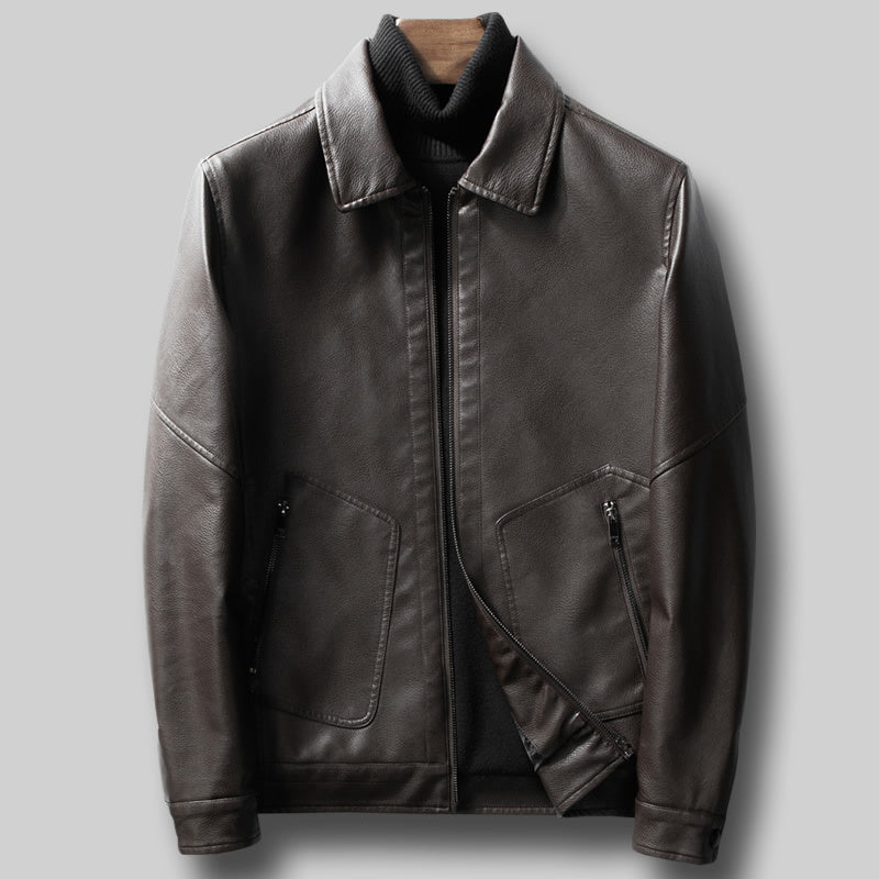 Trendy casual leather jacket