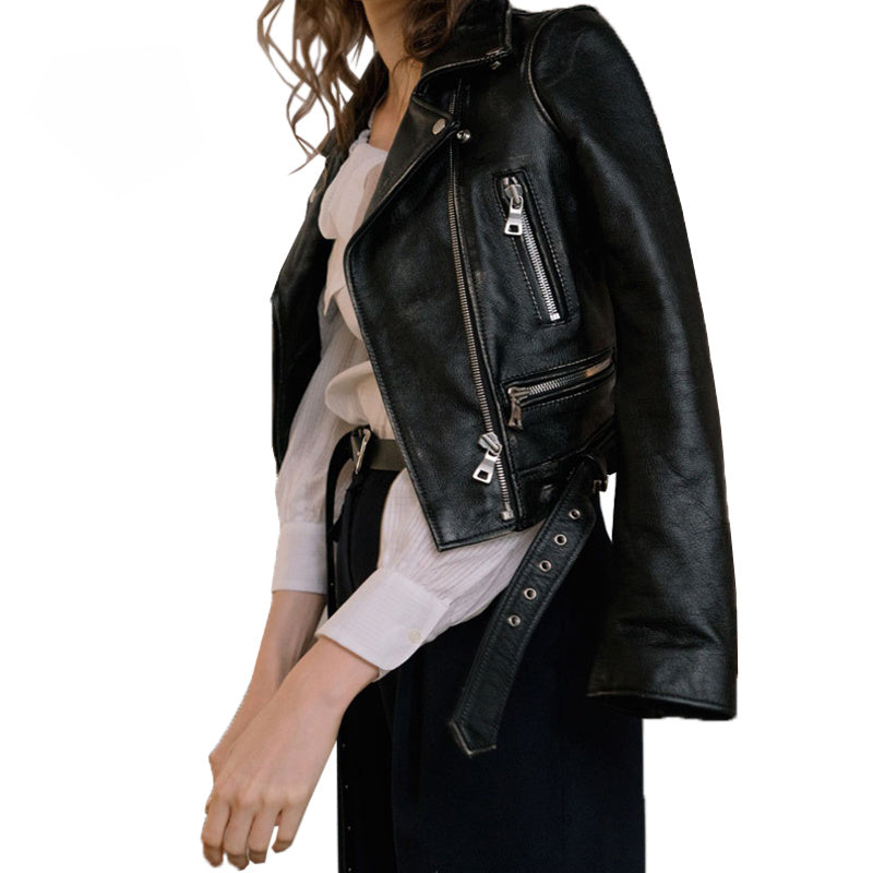 Women's leather short jacket