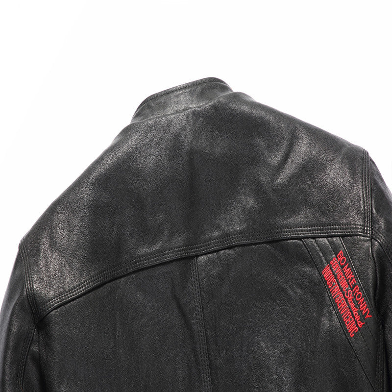 Leather leather jacket men's short leather jacket