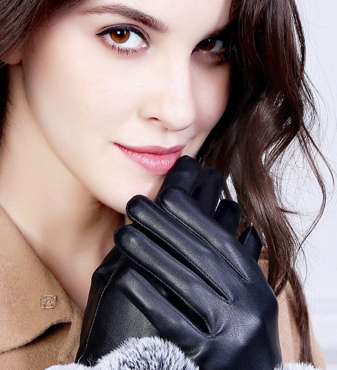 Autumn and winter touch screen leather gloves