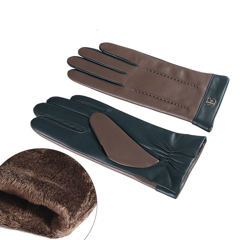 Touch screen plus velvet thick leather gloves