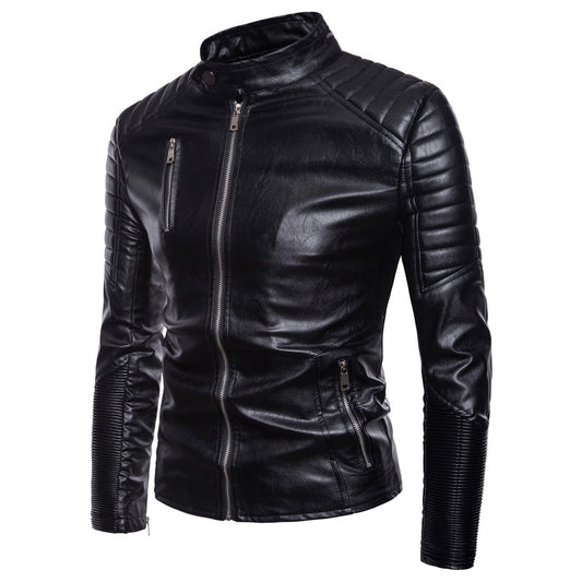 Multi-zip leather motorcycle leather jacket