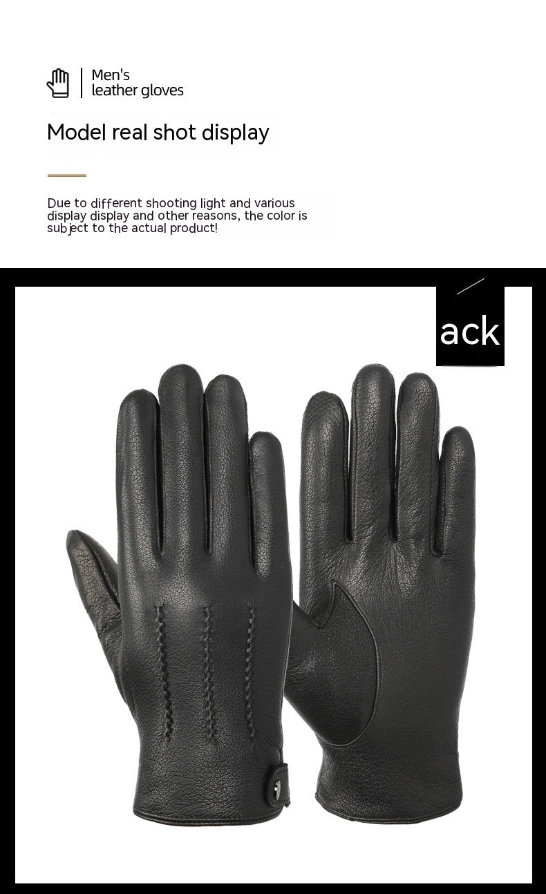 Fleece-lined Thickened Real Leather Gloves