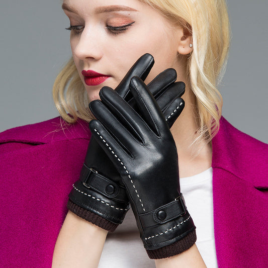 Sheepskin leather U touch screen gloves