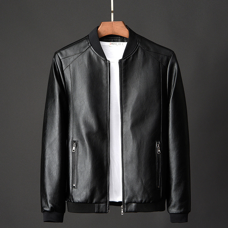 Leather jacket slim men's leather jacket