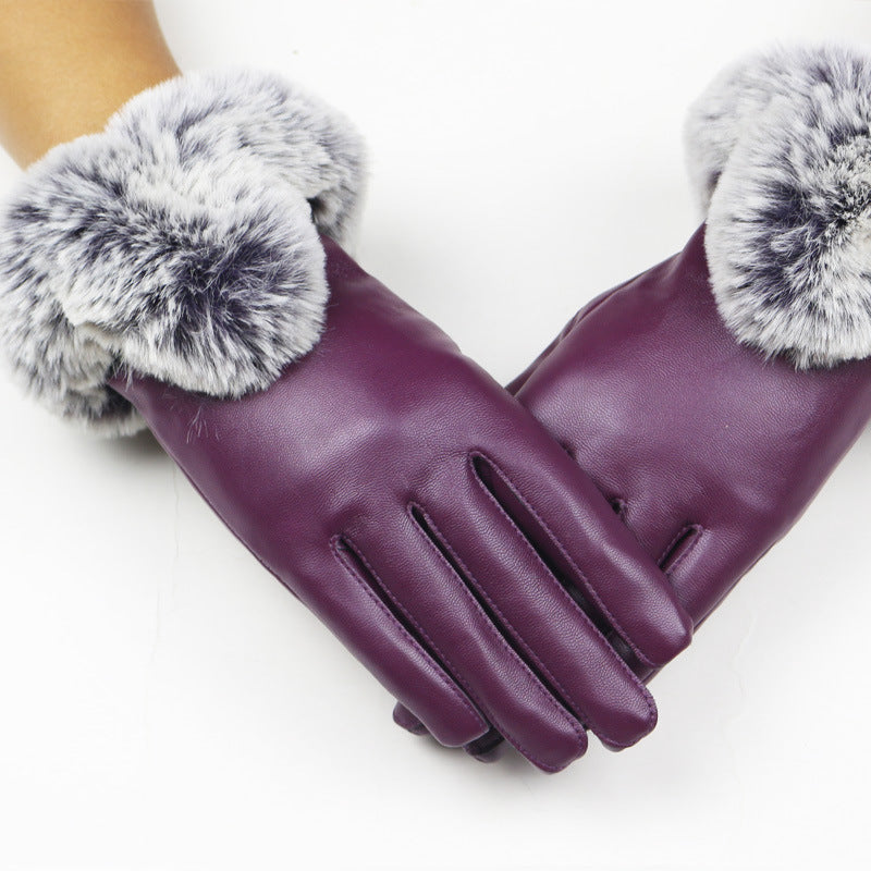 Autumn and winter touch screen leather gloves