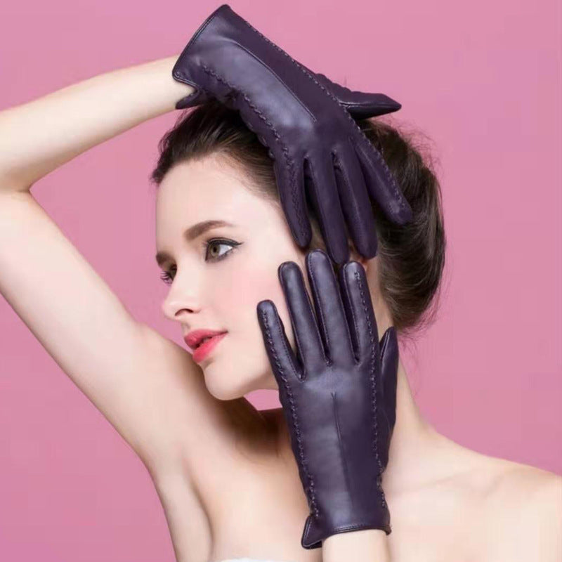 Rainproof touch screen leather gloves