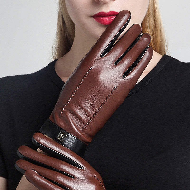 Touch screen plus velvet thick leather gloves